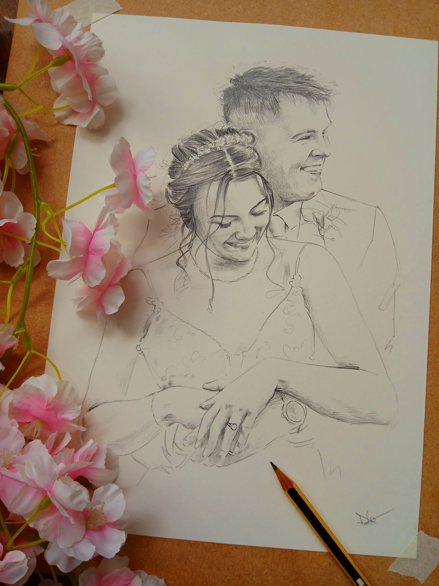 Wedding portrait - 3 Hand drawn portraits